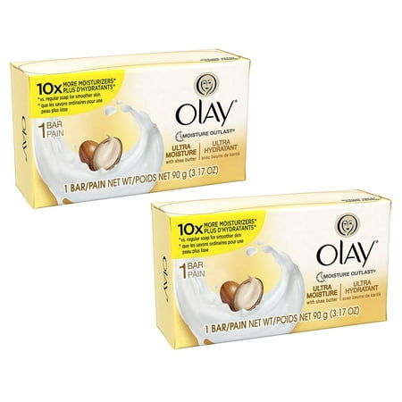 Olay Ultra Moisture Beauty Bar Soap with Shea Butter, 3 oz, 2 Pack