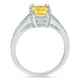 thumbnail image 2 of 2.35 ct Emerald Cut Natural Citrine Solitaire with Simulated Diamond Accents 18K White Gold Womens Engagement Ring, 2 of 3