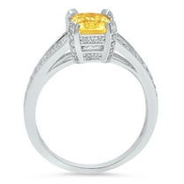 2.35 ct Emerald Cut Natural Citrine Solitaire with Accents Engagement Ring for Women in 18K White Gold