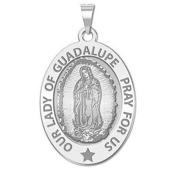 PicturesOnGold.com Our Lady of Guadalupe Religious Medal Oval - 1/2 x 2/3 inch Size of Dime, Sterling Silver