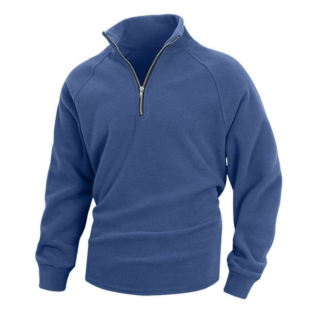pstuiky camisas de manga larga para hombre, Camiseta/camiseta informal de cuello alto con media cremallera y forro polar de manga larga y cuello redondo para hombre tops de invierno para hombre m
