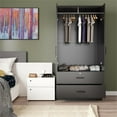 thumbnail image 2 of Better Home NW-108-BLK Armoire Garde-Robe en Bois à 2 Portes avec 2 Tiroirs, Noir, 2 of 10