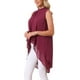 thumbnail image 4 of INSPIRAR CHIC Blusas sin mangas de gasa para mujer con cuello alto, lazo en la espalda, dobladillo asimétrico, camiseta de verano XL color rojo vino, 4 of 6