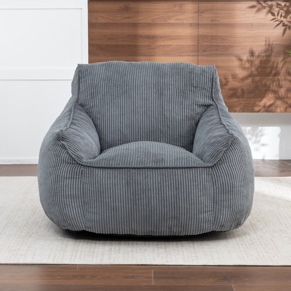 Giant Bean Bag Chair Sofa for Adults β Comfy Corduroy Large Bean Bag with Armrests for Bedroom Living Room, Lazy Sofa Couch with Foam Filler Included, Dark Gray