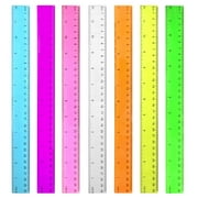 Chainplus Color Transparent Ruler Plastic Rulers - Ruler 12 inch, Kids Ruler for School, Ruler with Centimeters, Millimeter and inches, Random Colors, Clear Rulers, 7 Pack School Rulers