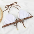 thumbnail image 4 of Womens Bikinis Brown Color Belt Pad No Steel Support Fashion Sexy Tie Split Backless Swimsuit Swimsuit, 4 of 8