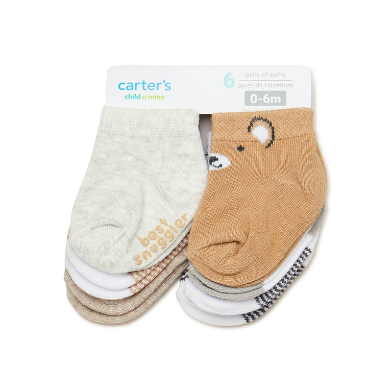 Carter's Calcetines para bebés, con cordones, 0-3 meses (paquete de 6),  Multi