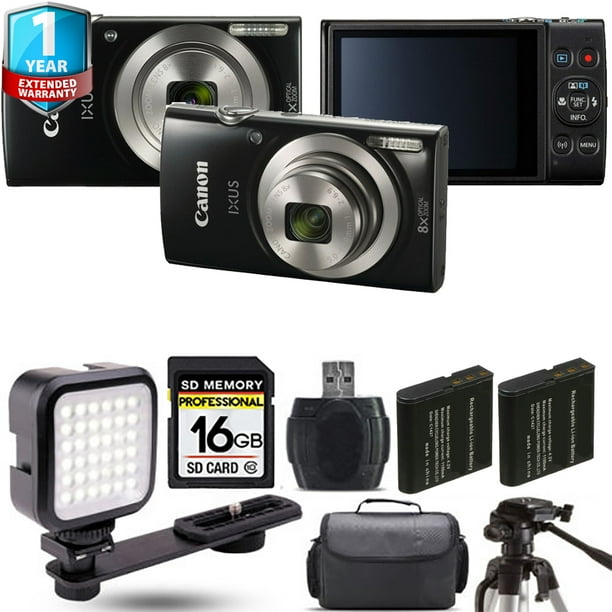 Canon IXUS 185/ELPH 180 Digital Camera (Black) Extra Battery