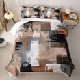 thumbnail image 2 of Homewish Aesthetic Brown Geometric Twin Quilt Set,Retro Abstract Art Twin Coverlet Set,2pcs, 2 of 7