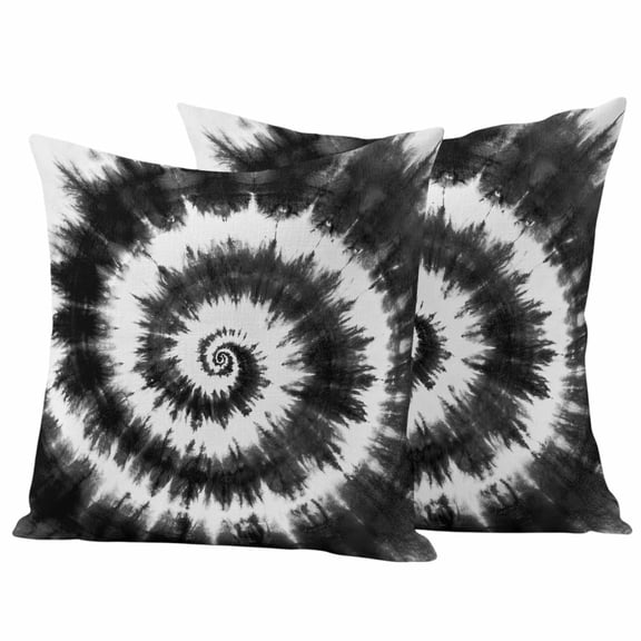 Outdoor Waterproof Pillow Covers Retro Tie-dye Black White Decorative Throw Pillow Protectors,Pillowcase Cushion Cases for Patio Sofa Garden Couch,16x16in,Pack of 2