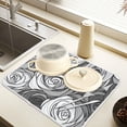 thumbnail image 2 of Yayeee Dish Drying Mat for Kitchen Counter 16" x 18" Microfiber Super Absorbent Coffee Decorative Pad, Black Roses, 2 of 9