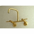 thumbnail image 2 of Kingston Brass Concord 8-Inch Adjustable Center Wall Mount Kitchen Faucet, Brushed Brass, 2 of 5