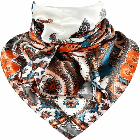 TELOLY 35 Inch Wild Rag Cowboy Scarves for Men, Large Rancher Neckerchief Silk Feel, Oversize Western Bandana