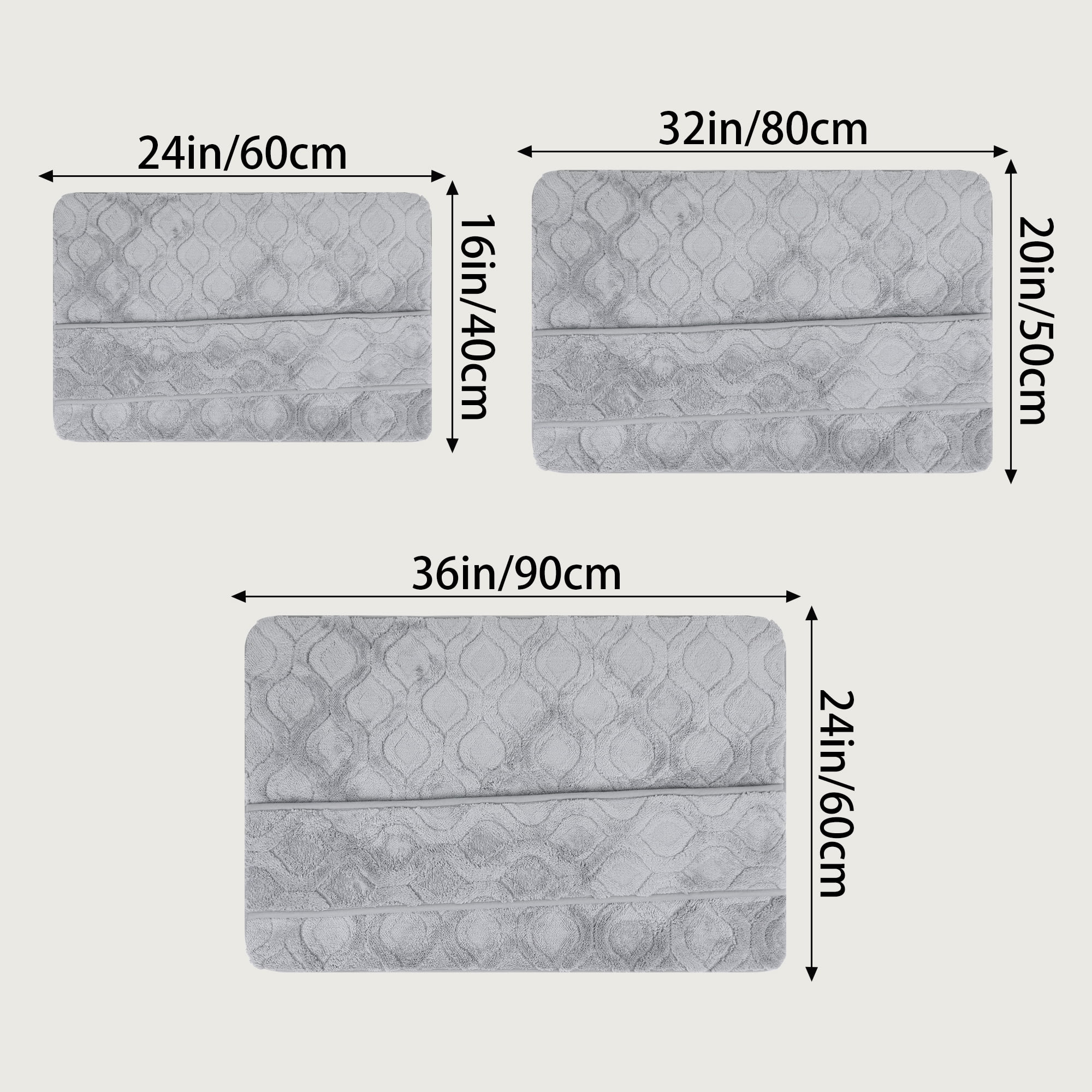 Unique Bargains Quick Dry Bath Mat Non Slip Washable Absorbent Rug Grey 24“ x 36"