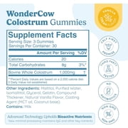 WONDERCOW Colostrum Gummies for Gut Health, Immune Support, Muscle Recovery & Wellness | Natural IgG Whole Bovine Colostrum Supplement, 1,000mg per Serving (90 Gummies (30 Servings), Vanilla Cream)