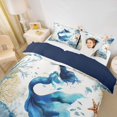thumbnail image 3 of Castle Fairy Dreamy Watercolor Mermaid Print Twin Duvet Cover,Coral Jellyfish Pastel Sea Layout Twin Bedding,Sky Lavender,Navy Blue Reversible,2pcs,No Comforter,1 Duvet Cover and 1 Pillowcase, 3 of 6