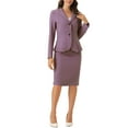 thumbnail image 1 of Conjunto de falda de 2 piezas para mujer INSPIRE CHIC, blazer peplum, falda lápiz de cintura alta, atuendo de trabajo, L Violeta, 1 of 6