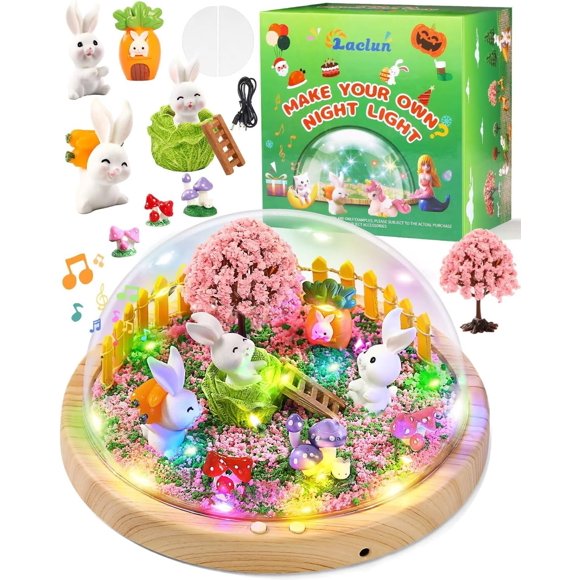 KOMI Toys for Girls , Make Your Own Rabbit Night Light with Music,Arts and Crafts for Kids,Gifts for 3-8 Year Old Girls,4 5 6 7 8 9 10 Year Old Girl Birthday Gifts,Ideal Christmas Gifts Best Toy