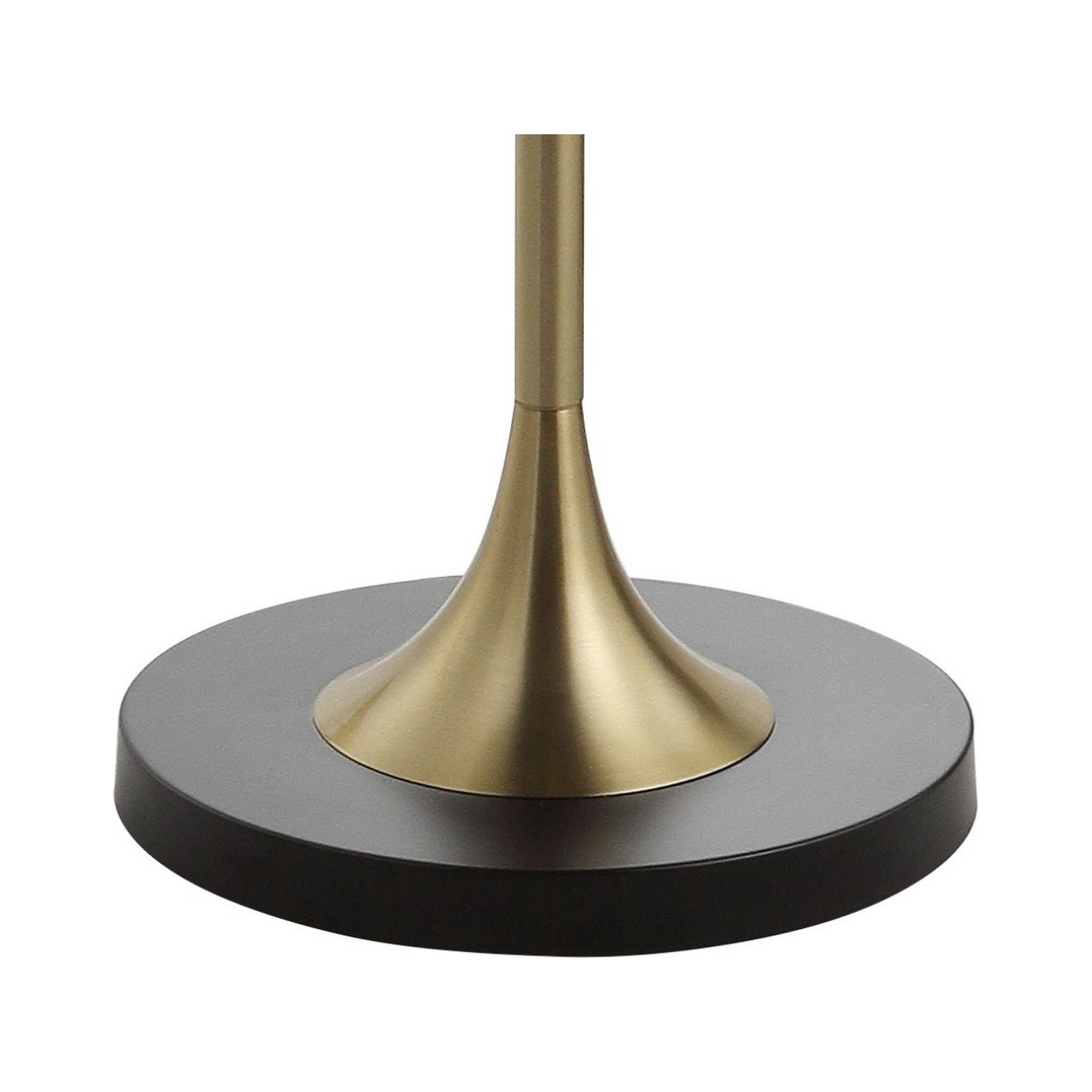 JONATHAN Y Luce 59" Metal/Wood LED Floor Lamp with Table, Black/Brass