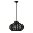 thumbnail image 3 of Creative Co-Op Boho Handwoven Paper Rope and Metal Ceiling Pendant Lamp, Black, 3 of 9