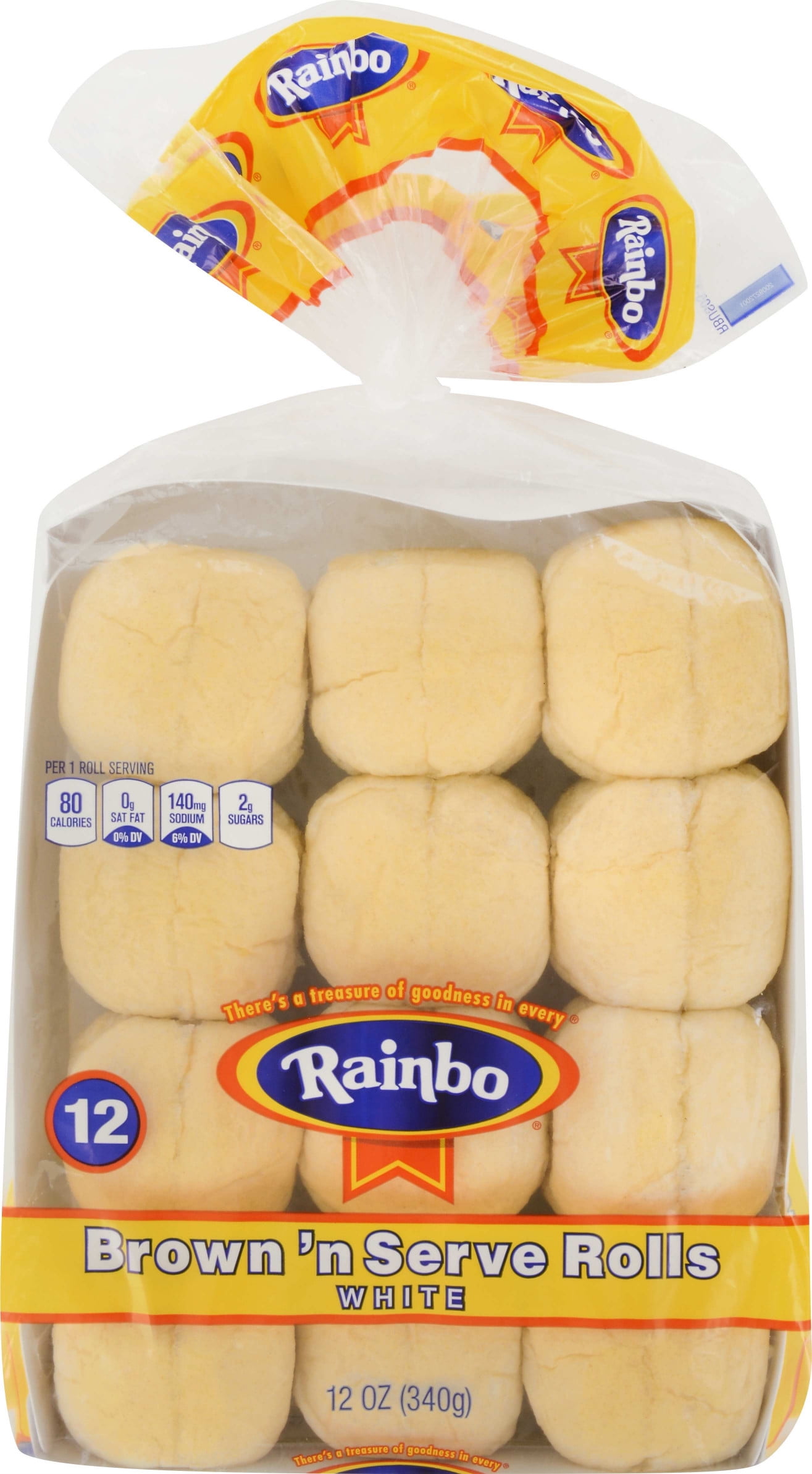 Rainbo Brown 'n Serve Rolls White, 12 count, 12 oz