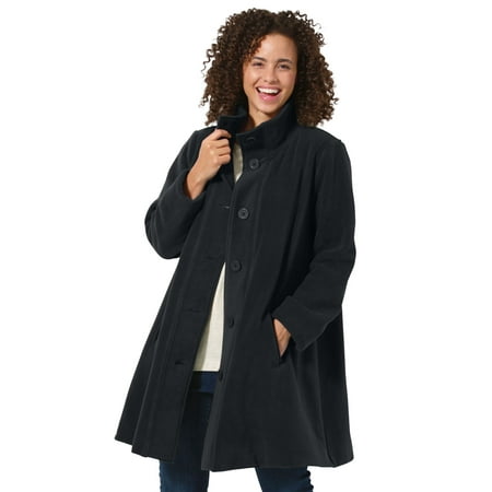 Woman Within Plus Size Fleece Swing Funnel Neck Jacket