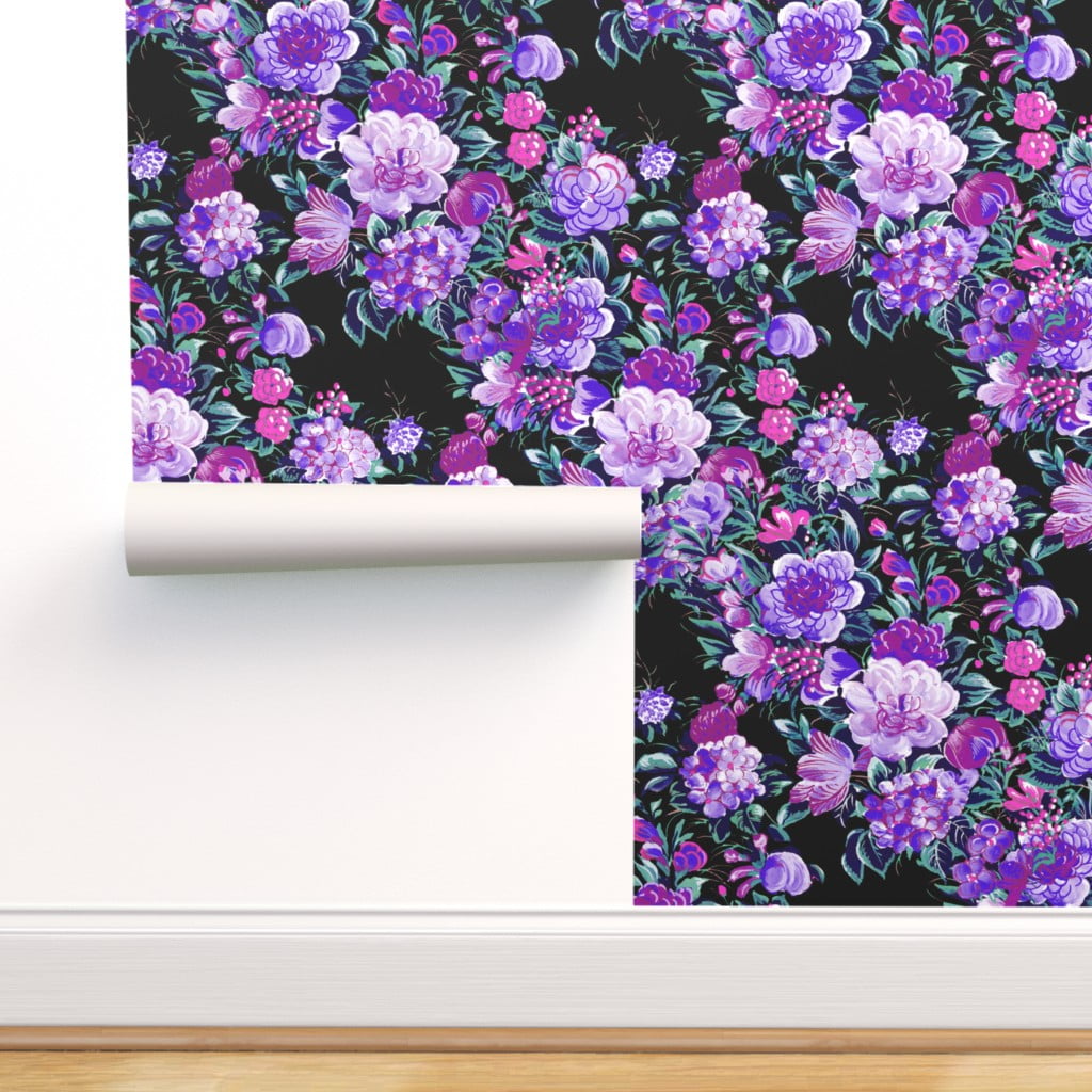 Peel & Stick Wallpaper 9ft x 2ft - Mid Century Midcentury Modern Floral