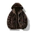 thumbnail image 4 of Mrmaere Men's Reversible Hooded Jacket Double-Sided Fuzzy & Fabric Warm Outerwear for Daily & Casual Wear Coffee XXXL, 4 of 5