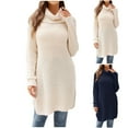 thumbnail image 5 of Lovskoo Sweater Dress for Women Winter Long Sleeve Turtleneck Knit Turtleneck Sweater Midi Dress Blue, 5 of 5