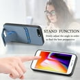 thumbnail image 4 of Magnetic Carbon Fiber Case for iPhone 8 Plus / iPhone 7 Plus with Holder Kickstand, Fiber Texture Wallet Phone Case with Card Holder Durable Military Grade Protection Cover, Blue, 4 of 10