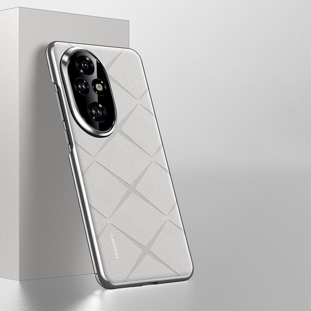 Luxury Plain Leather + Camera Lens Protection Case For Honor 200 Pro Honor200 Honor 100 Pro Hard Slim Good Texture Cover White For Honor 200 Pro