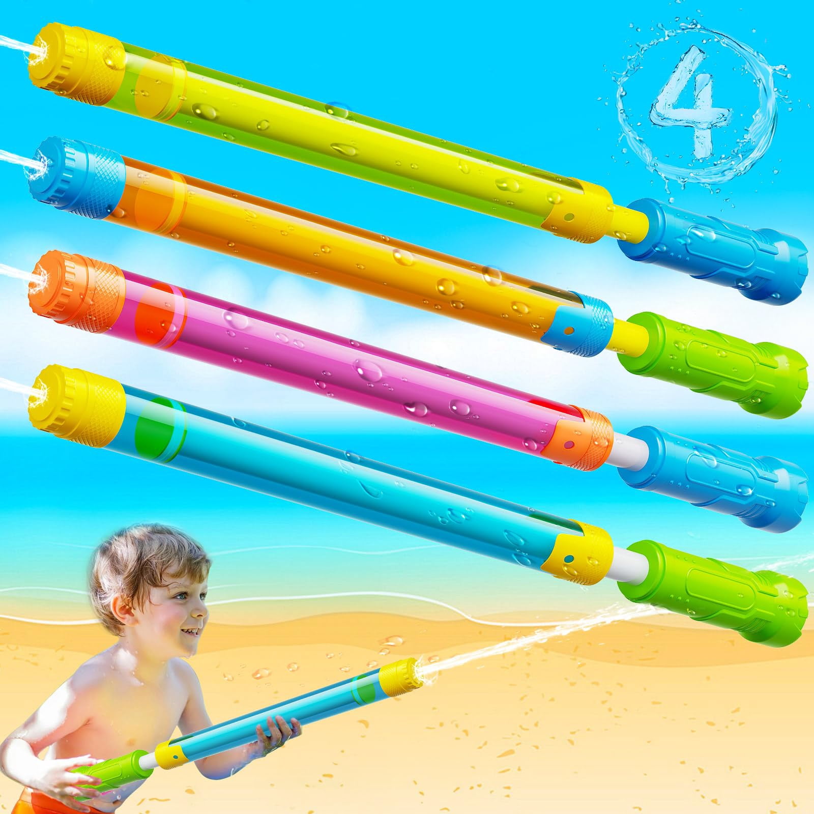 Water Blaster Squirt Toys 4 Pack Outdoor Summer Play
