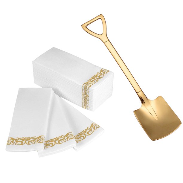 Agitadora de Postre de Acero Inoxidable para , , Cucharaditas, Vajilla de Cocina, Aperitivo de Cóctel Papel dorado cuadrado dorado BLESIY cuchara pala
