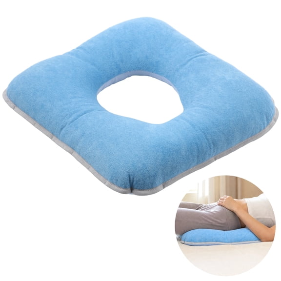 Donut Pillow Pressure Relief Cushion, Cotton Breathable Ring Cushion with Tailbone Support, Washable Dual Fabric Seat Pad for Bedridden, Office Chair, Wheelchair, 14.6 x 14.6 x 3.1 in