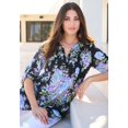 thumbnail image 5 of Roaman's Women's Plus Size Floral Y-Neck Pintuck Tunic – Adjustable Long Sleeve Button-Front, Relaxed Shirt Style, 5 of 6