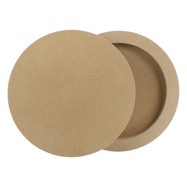 Uxcell 2Pcs Tableros de Lienzo de Madera, Lienzos de Arte de Madera de 8 Pulgadas, Panel de Madera Redondo sin Terminar para Pintura, Manualidades, Proyectos de DIY, Arte de Vertido