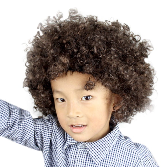 Perruques Lace Front Cheveux Humains Fête Disco Drôle Afro Clown Cheveux Fan de Football-Enfants Afro Mascarade Perruque Cheveux