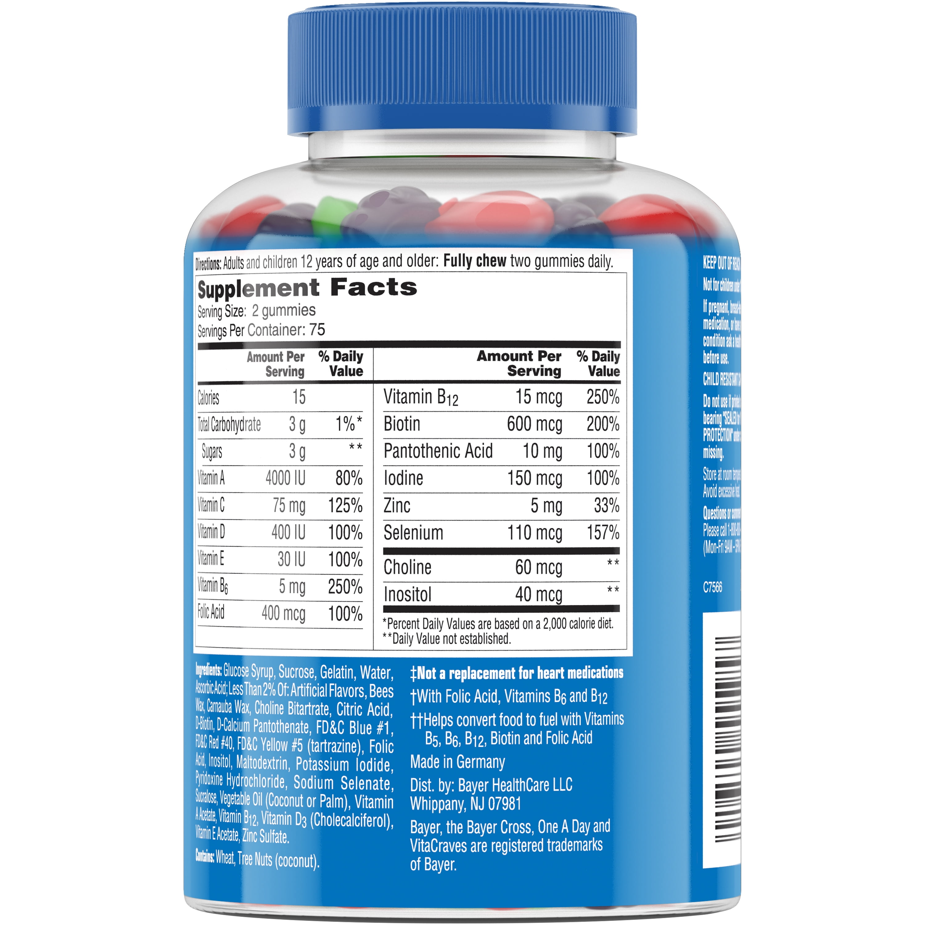One A Day Men's VitaCraves Multivitamin Gummies, Supplement with Vitamins A, C, E, B6, B12, and Vitamin D, 150 ct.