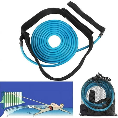 4m/13ft Blue Swim Trainer Belt Swimming Resistance Tether Leash Pool Training Aid Harness,Swim Bungee Cords Resistance Bands