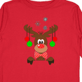 thumbnail image 4 of Inktastic Cute Christmas Reindeer with Red Nose, Ornaments and Bow Tie Boys or Girls Long Sleeve Toddler T-Shirt, 4 of 5