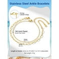 thumbnail image 4 of PROSTEEL 2 Pcs Stainless Steel Summer Anklet for Women 14K Gold Plated Paperclip Charm Bracelet Beach Jewelry Birthday Gift 8.5 Inch Chain, 4 of 7