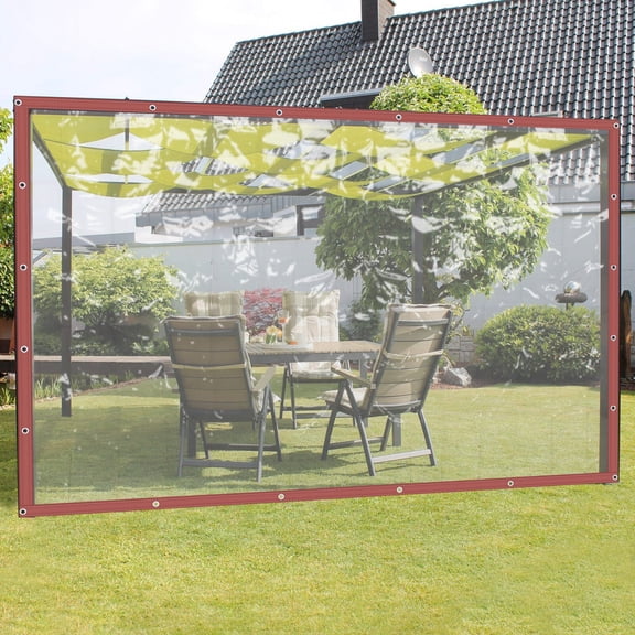 Clear PVC Tarp 8x10 Ft, Heavy-Duty Transparent Waterproof Tarpaulin with Reinforced Metal Grommets, for Outdoor Rain Cover, Equipment Protection, Awnings & Canopies