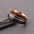 thumbnail image 2 of Tungsten Carbide Two-tone Ring Rose Gold and Black Diamond-cut Sandblasted Finish Unisex Tungsten Steel Couple Rings, 2 of 9