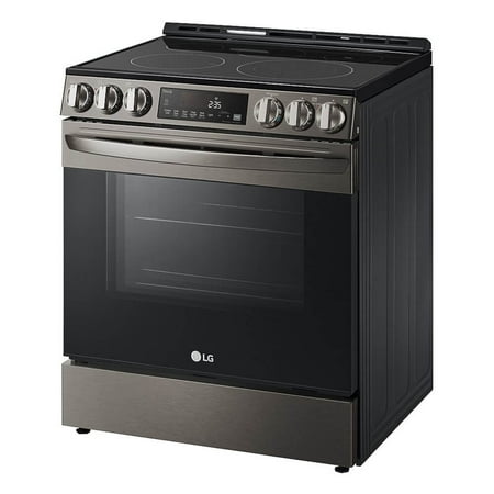 LG - 6.3 cu ft Electric Slide In Range with Air Fry and Smart Wi-Fi Enabled - Black stainless steel