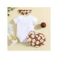thumbnail image 3 of 3 Baby Suit Set Summer Outfits Letter Print Round Neck Short Sleeve Romper Baseball Print Shorts with Headband, 3 of 9
