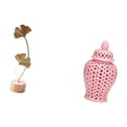 thumbnail image 5 of CarpNettore Leaf Sculpture Metal Ginger Jar Porcelain Decorative Figurine Crafts Nordic Creative Ornament Abstract Flower Display Vase Arrangement for Table Party Home, 5 of 8