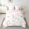 thumbnail image 3 of Manfei Kawaii Pink Rabbit Twin Bedding Sets 7-Piece for Girls, Stars Starry Sky Bedding Comforter Set, Dreamy Cartoon Theme Reversible Sheet Sets, Lightweight Room Decor, 3 of 8