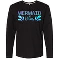 thumbnail image 3 of Inktastic Mermaid Vibes Text in Blues Long Sleeve T-Shirt, 3 of 5
