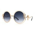 thumbnail image 2 of Womens Serpent Snake Jewel Arm Round Circle Metal Rim Sunglasses Gold Smoke, 2 of 4