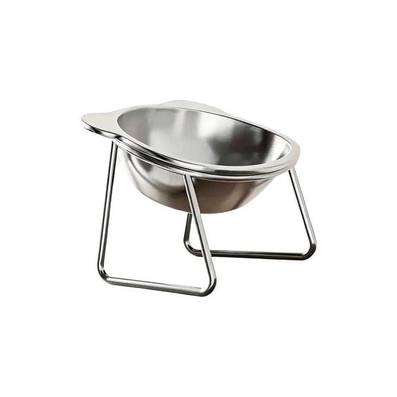 304 Stainless Steel Elevated Pet Bowl With Stand, 15° Tilted Design For Neck Comfort, Detachable For Easy Cleaning, Food & Water Feeder For Cats And Dogs